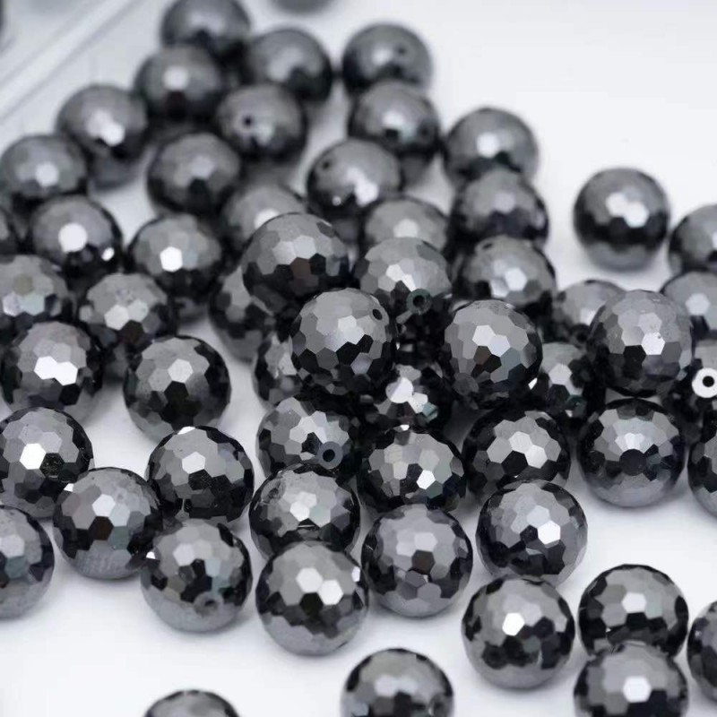 Ruif Jewelry New 4-10mm Black Color Moissanite Round Beads with Hole For DIY Jewelry Bracelet and Necklace Making