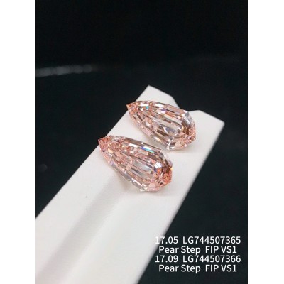 Ruif Jewelry MODIFIED PEAR STEP CUT 17.09CT&17.05CT Fancy intense Pink VS1 Lab Grown Diamond With IGI certificate