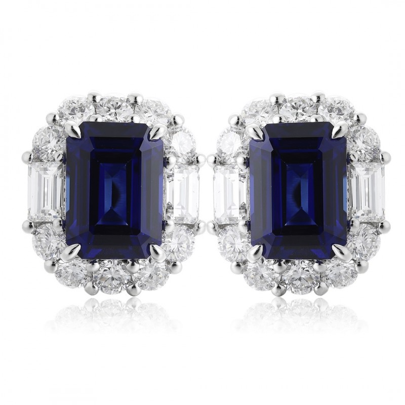 Ruif Jewelry Classic Design PT950 Platinum 2.59ct Lab Sapphire And 0.914ct Lab Diamond Earrings Gemstone Jewelry Ruif Jewelry Classic Design PT950 Platinum 2.59ct Lab Sapphire And 0.914ct Lab Diamond Earrings Gemstone Jewelry