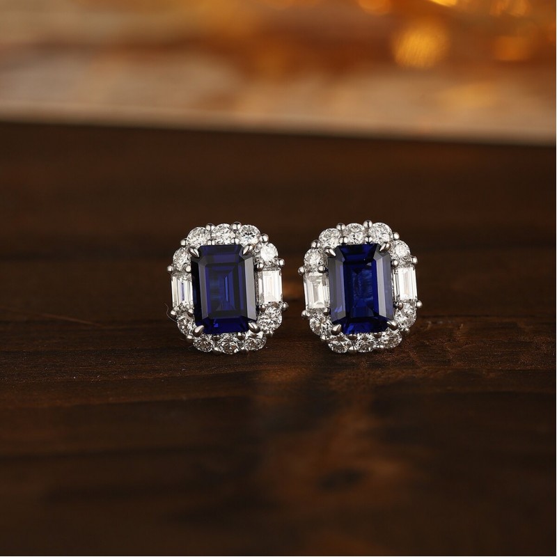 Ruif Jewelry Classic Design PT950 Platinum 2.59ct Lab Sapphire And 0.914ct Lab Diamond Earrings Gemstone Jewelry Ruif Jewelry Classic Design PT950 Platinum 2.59ct Lab Sapphire And 0.914ct Lab Diamond Earrings Gemstone Jewelry