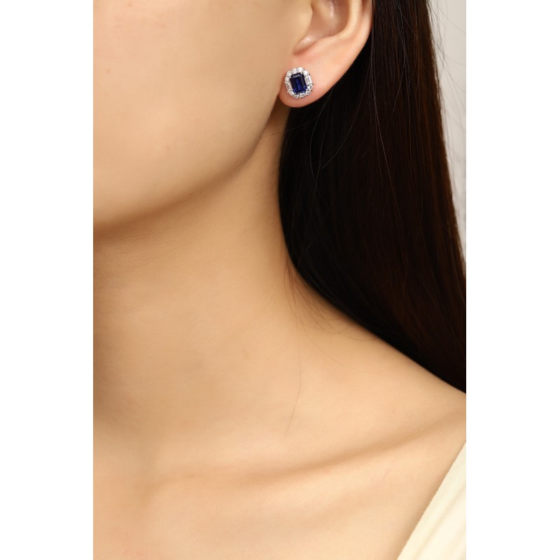 Ruif Jewelry Classic Design PT950 Platinum 2.59ct Lab Sapphire And 0.914ct Lab Diamond Earrings Gemstone Jewelry Ruif Jewelry Classic Design PT950 Platinum 2.59ct Lab Sapphire And 0.914ct Lab Diamond Earrings Gemstone Jewelry