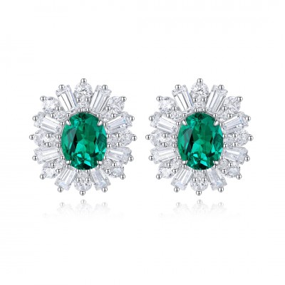 Ruif Jewelry Classic Design PT950 Platinum 2.26ct Lab Grown Emerald and 3.262ct Earrings Hand Made Gemstone Jewelry