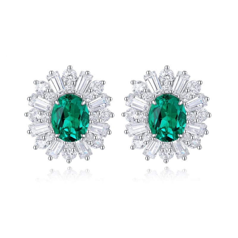 Ruif Jewelry Classic Design PT950 Platinum 2.26ct Lab Grown Emerald and 3.262ct Earrings Hand Made Gemstone Jewelry