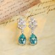 Ruif Jewelry Classic Design PT950 Platinum 11ct Lab Grown Paraiba And 1.95ct Lab Diamond Earrings Gemstone Jewelry
