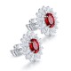 Ruif Jewelry Classic Design PT950  Platinum 3.32ct Lab Ruby  And 3.262ct Lab Diamond Earrings  Gemstone Jewelry