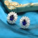 Ruif Jewelry Classic Design PT950  Platinum 3.43ct Lab Sapphire And 3.262ct Lab Diamond Earrings  Gemstone Jewelry