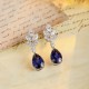 Ruif Jewelry Classic Design PT950  Platinum 8.06ct Lab Sapphire  And 1.95ct Lab Diamond Earrings  Gemstone Jewelry