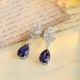 Ruif Jewelry Classic Design PT950  Platinum 8.06ct Lab Sapphire  And 1.95ct Lab Diamond Earrings  Gemstone Jewelry