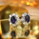 Ruif Jewelry Classic Design PT950  Platinum 5.27ct Lab Sapphire  And 2.227ct Lab Diamond Earrings  Gemstone Jewelry