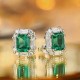 Ruif Jewelry Classic Design PT950 Platinum 2.72ct Lab Grown Emerald and 1.442ct Earrings Hand Made Gemstone Jewelry