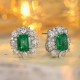 Ruif Jewelry Classic Design PT950 Platinum 4.38ct Lab Grown Emerald and 3.367ct Lab Diamond Earrings Hand Made Gemstone Jewelry
