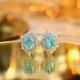 Ruif Jewelry Classic Design PT950 Platinum 4.44ct Lab Grown Paraiba And 0.797ct Lab Diamond Earrings Gemstone Jewelry