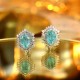 Ruif Jewelry Classic Design PT950 Platinum 4.44ct Lab Grown Paraiba And 0.797ct Lab Diamond Earrings Gemstone Jewelry