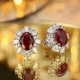 Ruif Jewelry Classic Design PT950  Platinum 5.14ct Lab Ruby And 2.23ct Lab Diamond Earrings  Gemstone Jewelry