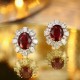 Ruif Jewelry Classic Design PT950  Platinum 5.14ct Lab Ruby And 2.23ct Lab Diamond Earrings  Gemstone Jewelry