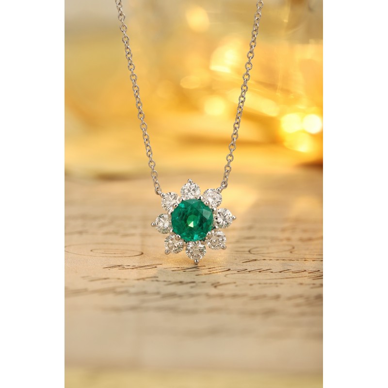 Ruif Jewelry Classic Design PT950 Platinum 1.11ct Lab Grown Emerald And 1.029ct Lab Grown Diamong Pendant Gemstone Jewelry Ruif Jewelry Classic Design PT950 Platinum 1.11ct Lab Grown Emerald And 1.029ct Lab Grown Diamong Pendant Gemstone Jewelry