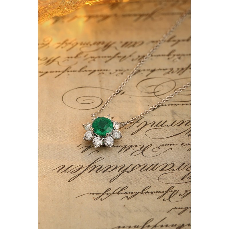 Ruif Jewelry Classic Design PT950 Platinum 1.11ct Lab Grown Emerald And 1.029ct Lab Grown Diamong Pendant Gemstone Jewelry Ruif Jewelry Classic Design PT950 Platinum 1.11ct Lab Grown Emerald And 1.029ct Lab Grown Diamong Pendant Gemstone Jewelry