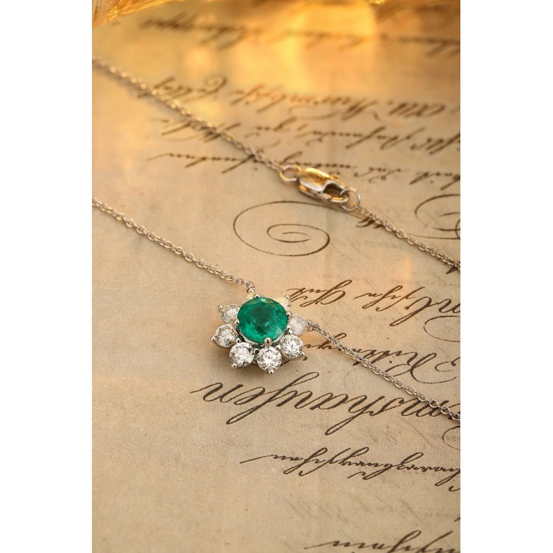 Ruif Jewelry Classic Design PT950 Platinum 1.11ct Lab Grown Emerald And 1.029ct Lab Grown Diamong Pendant Gemstone Jewelry Ruif Jewelry Classic Design PT950 Platinum 1.11ct Lab Grown Emerald And 1.029ct Lab Grown Diamong Pendant Gemstone Jewelry