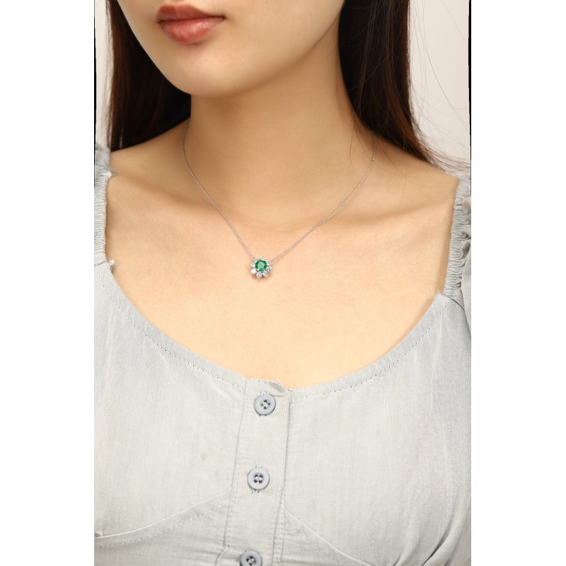 Ruif Jewelry Classic Design PT950 Platinum 1.11ct Lab Grown Emerald And 1.029ct Lab Grown Diamong Pendant Gemstone Jewelry Ruif Jewelry Classic Design PT950 Platinum 1.11ct Lab Grown Emerald And 1.029ct Lab Grown Diamong Pendant Gemstone Jewelry