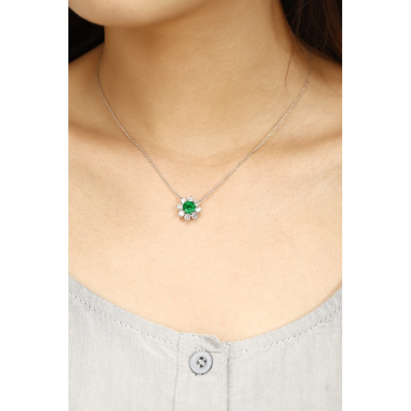Ruif Jewelry Classic Design PT950 Platinum 1.11ct Lab Grown Emerald And 1.029ct Lab Grown Diamong Pendant Gemstone Jewelry Ruif Jewelry Classic Design PT950 Platinum 1.11ct Lab Grown Emerald And 1.029ct Lab Grown Diamong Pendant Gemstone Jewelry