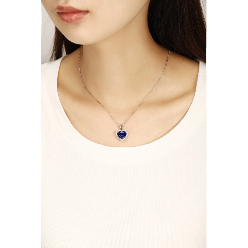 Ruif Jewelry Classic Design PT950 Platinum 5.06ct Lab Grown Sapphire And 0.277ct Lab Grown Diamond Pendant Gemstone Jewelry Ruif Jewelry Classic Design PT950 Platinum 5.06ct Lab Grown Sapphire And 0.277ct Lab Grown Diamond Pendant Gemstone Jewelry
