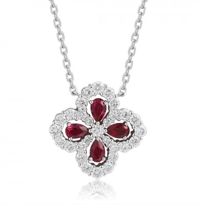 Ruif Jewelry Classic Design PT950 Platinum 0.66ct Lab Grown Ruby And 0.674ct Lab Grown Diamond Pendant Gemstone Jewelry
