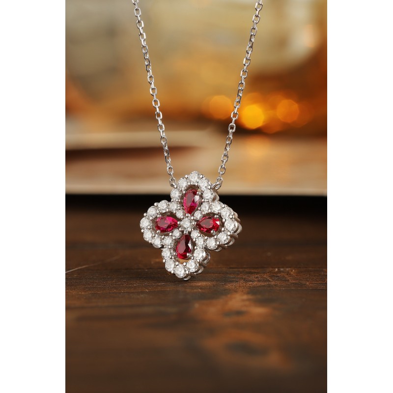 Ruif Jewelry Classic Design PT950 Platinum 0.66ct Lab Grown Ruby And 0.674ct Lab Grown Diamond Pendant Gemstone Jewelry Ruif Jewelry Classic Design PT950 Platinum 0.66ct Lab Grown Ruby And 0.674ct Lab Grown Diamond Pendant Gemstone Jewelry