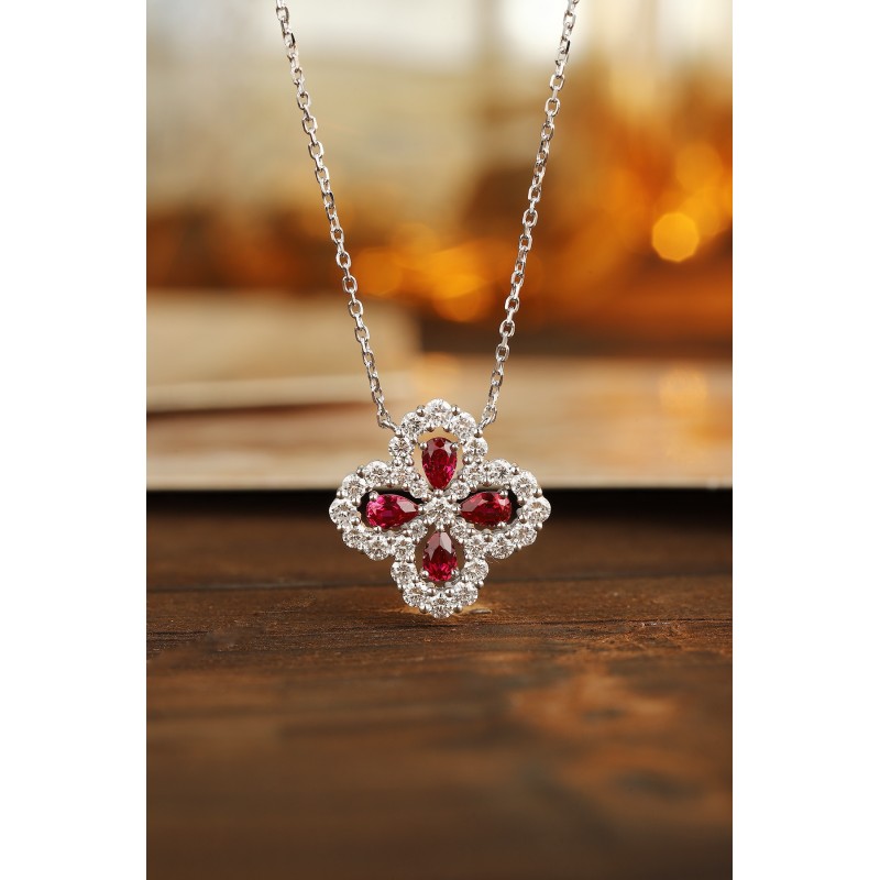 Ruif Jewelry Classic Design PT950 Platinum 0.66ct Lab Grown Ruby And 0.674ct Lab Grown Diamond Pendant Gemstone Jewelry Ruif Jewelry Classic Design PT950 Platinum 0.66ct Lab Grown Ruby And 0.674ct Lab Grown Diamond Pendant Gemstone Jewelry