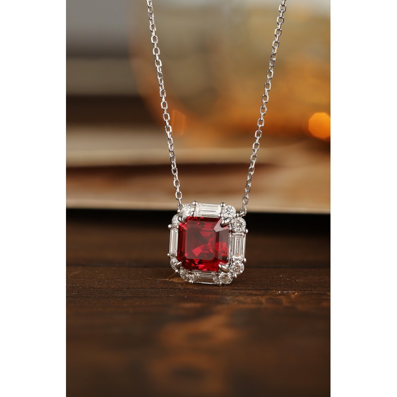 Ruif Jewelry Classic Design PT950 Platinum 3.39ct Lab Grown Ruby And 0.795ct Lab Grown Diamond Pendant Gemstone Jewelry Ruif Jewelry Classic Design PT950 Platinum 3.39ct Lab Grown Ruby And 0.795ct Lab Grown Diamond Pendant Gemstone Jewelry