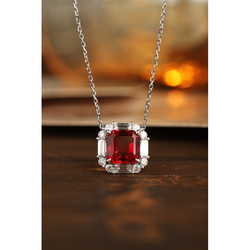 Ruif Jewelry Classic Design PT950 Platinum 3.39ct Lab Grown Ruby And 0.795ct Lab Grown Diamond Pendant Gemstone Jewelry Ruif Jewelry Classic Design PT950 Platinum 3.39ct Lab Grown Ruby And 0.795ct Lab Grown Diamond Pendant Gemstone Jewelry