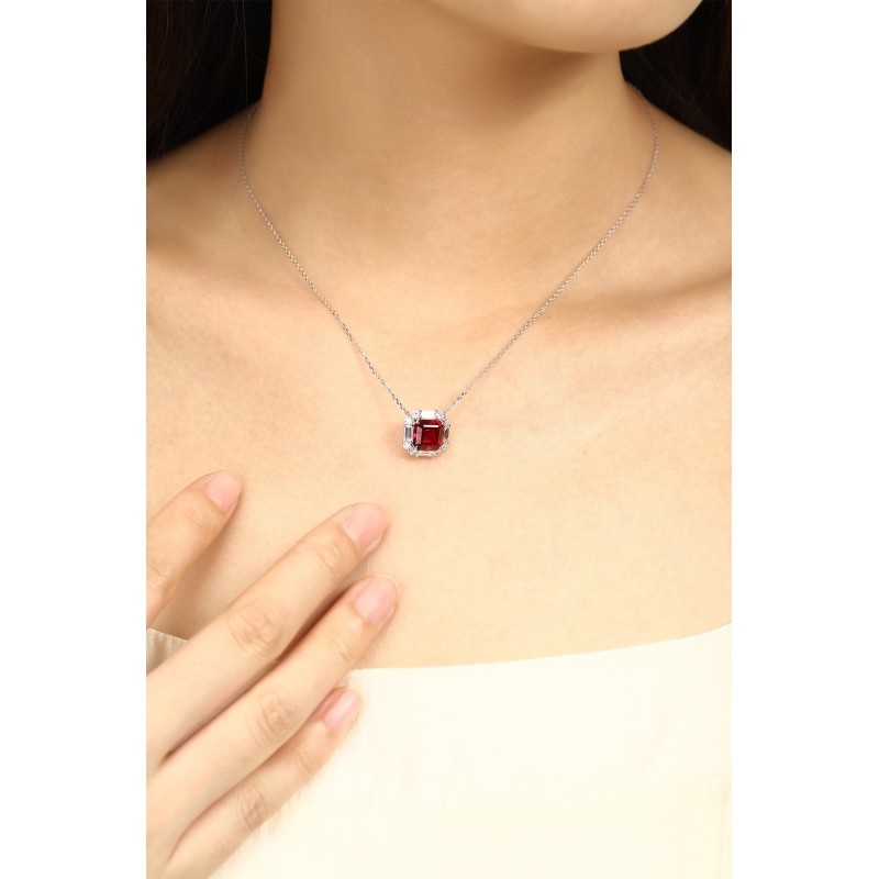 Ruif Jewelry Classic Design PT950 Platinum 3.39ct Lab Grown Ruby And 0.795ct Lab Grown Diamond Pendant Gemstone Jewelry Ruif Jewelry Classic Design PT950 Platinum 3.39ct Lab Grown Ruby And 0.795ct Lab Grown Diamond Pendant Gemstone Jewelry