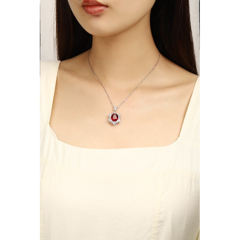 Ruif Jewelry Classic Design PT950 Platinum 6.94ct Lab Grown Ruby And 3.295ct Lab Grown Diamond Pendant Gemstone Jewelry Ruif Jewelry Classic Design PT950 Platinum 6.94ct Lab Grown Ruby And 3.295ct Lab Grown Diamond Pendant Gemstone Jewelry