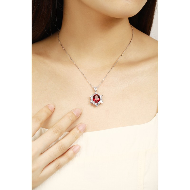 Ruif Jewelry Classic Design PT950 Platinum 6.94ct Lab Grown Ruby And 3.295ct Lab Grown Diamond Pendant Gemstone Jewelry Ruif Jewelry Classic Design PT950 Platinum 6.94ct Lab Grown Ruby And 3.295ct Lab Grown Diamond Pendant Gemstone Jewelry