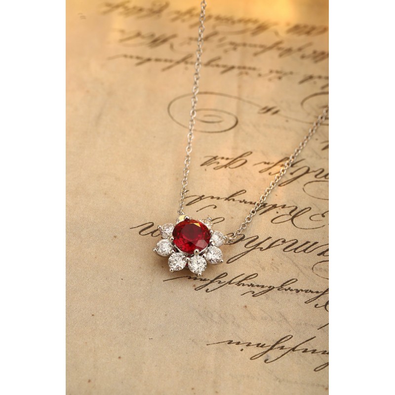 Ruif Jewelry Classic Design PT950 Platinum 1.51ct Lab Grown Ruby And 1.029ct Lab Grown Diamond Pendant Gemstone Jewelry Ruif Jewelry Classic Design PT950 Platinum 1.51ct Lab Grown Ruby And 1.029ct Lab Grown Diamond Pendant Gemstone Jewelry