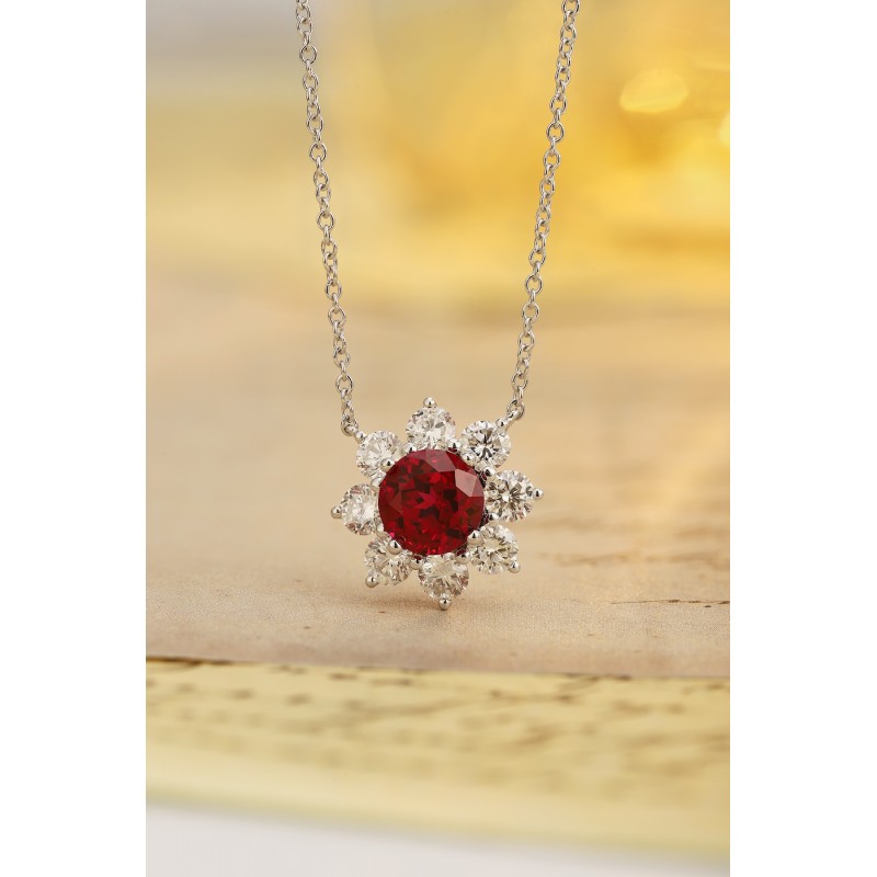 Ruif Jewelry Classic Design PT950 Platinum 1.51ct Lab Grown Ruby And 1.029ct Lab Grown Diamond Pendant Gemstone Jewelry Ruif Jewelry Classic Design PT950 Platinum 1.51ct Lab Grown Ruby And 1.029ct Lab Grown Diamond Pendant Gemstone Jewelry