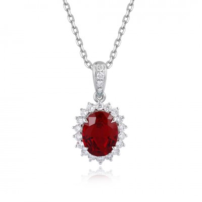 Ruif Jewelry Classic Design PT950 Platinum 2.09ct Lab Grown Ruby And 0.311ct Lab Grown Diamond Pendant Gemstone Jewelry