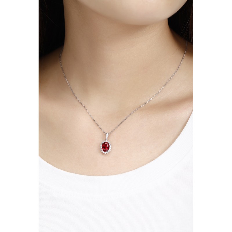 Ruif Jewelry Classic Design PT950 Platinum 2.09ct Lab Grown Ruby And 0.311ct Lab Grown Diamond Pendant Gemstone Jewelry Ruif Jewelry Classic Design PT950 Platinum 2.09ct Lab Grown Ruby And 0.311ct Lab Grown Diamond Pendant Gemstone Jewelry