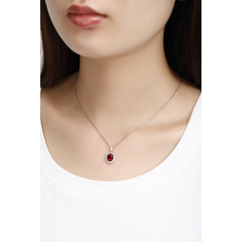 Ruif Jewelry Classic Design PT950 Platinum 2.09ct Lab Grown Ruby And 0.311ct Lab Grown Diamond Pendant Gemstone Jewelry Ruif Jewelry Classic Design PT950 Platinum 2.09ct Lab Grown Ruby And 0.311ct Lab Grown Diamond Pendant Gemstone Jewelry