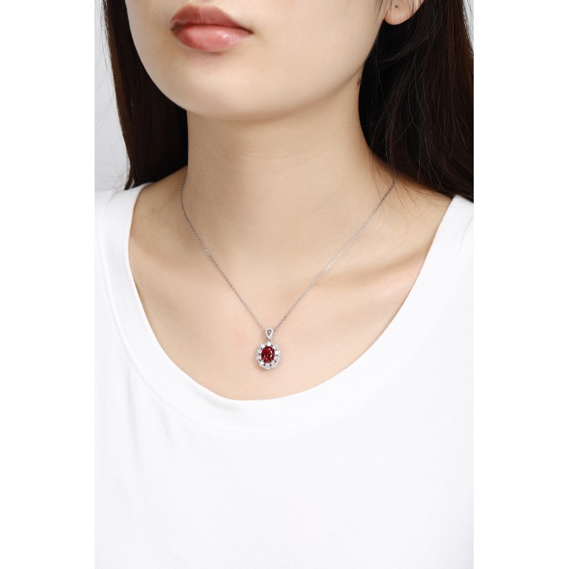 Ruif Jewelry Classic Design PT950 Platinum 2.51ct Lab Grown Ruby And 0.6925ct Lab Grown Diamond Pendant Gemstone Jewelry Ruif Jewelry Classic Design PT950 Platinum 2.51ct Lab Grown Ruby And 0.6925ct Lab Grown Diamond Pendant Gemstone Jewelry