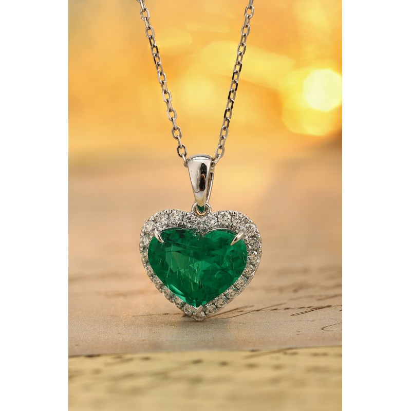 Ruif Jewelry Classic Design PT950 Platinum 3.50ct Lab Grown Emerald And 0.3325ct Lab Grown Diamong Pendant Gemstone Jewelry Ruif Jewelry Classic Design PT950 Platinum 3.50ct Lab Grown Emerald And 0.3325ct Lab Grown Diamong Pendant Gemstone Jewelry
