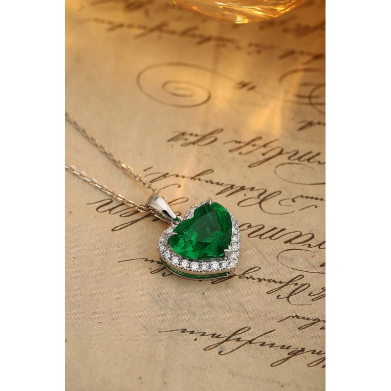 Ruif Jewelry Classic Design PT950 Platinum 3.50ct Lab Grown Emerald And 0.3325ct Lab Grown Diamong Pendant Gemstone Jewelry Ruif Jewelry Classic Design PT950 Platinum 3.50ct Lab Grown Emerald And 0.3325ct Lab Grown Diamong Pendant Gemstone Jewelry
