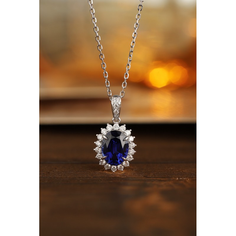 Ruif Jewelry Classic Design PT950 Platinum 2.19ct Lab Grown Sapphire And 0.289ct Lab Grown Diamond Pendant Gemstone Jewelry Ruif Jewelry Classic Design PT950 Platinum 2.19ct Lab Grown Sapphire And 0.289ct Lab Grown Diamond Pendant Gemstone Jewelry