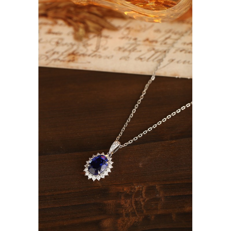 Ruif Jewelry Classic Design PT950 Platinum 2.19ct Lab Grown Sapphire And 0.289ct Lab Grown Diamond Pendant Gemstone Jewelry Ruif Jewelry Classic Design PT950 Platinum 2.19ct Lab Grown Sapphire And 0.289ct Lab Grown Diamond Pendant Gemstone Jewelry
