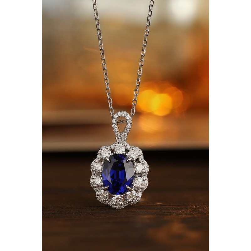 Ruif Jewelry Classic Design PT950 Platinum 2.51ct Lab Grown Sapphire And 0.69ct Lab Grown Diamond Pendant Gemstone Jewelry Ruif Jewelry Classic Design PT950 Platinum 2.51ct Lab Grown Sapphire And 0.69ct Lab Grown Diamond Pendant Gemstone Jewelry