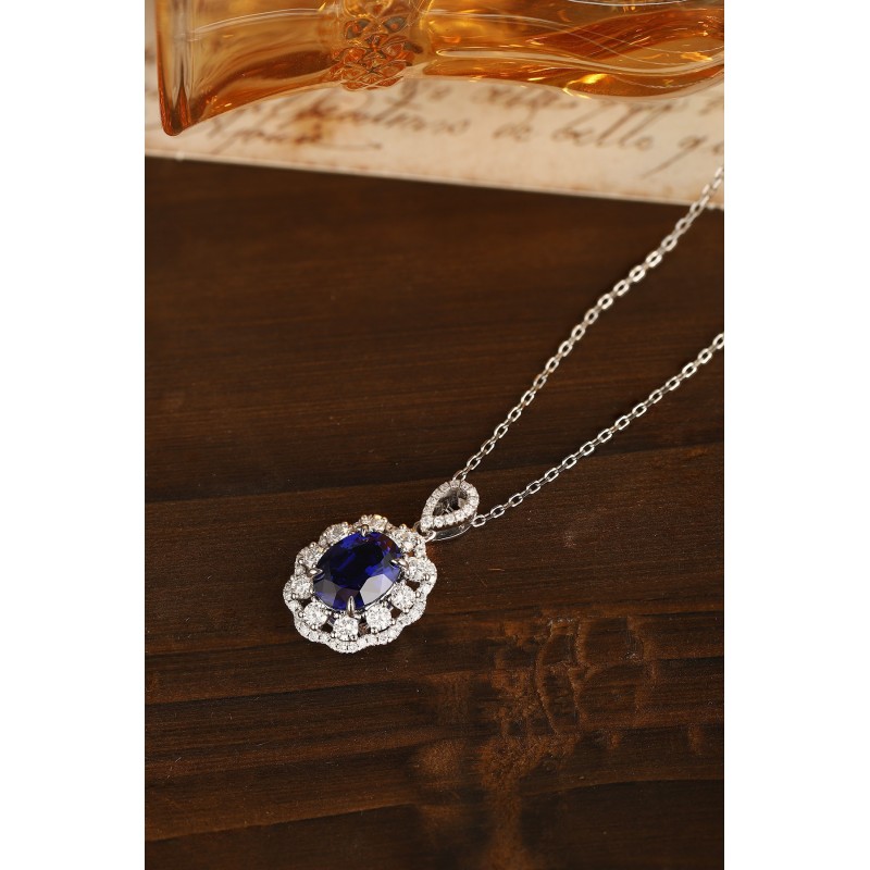 Ruif Jewelry Classic Design PT950 Platinum 2.51ct Lab Grown Sapphire And 0.69ct Lab Grown Diamond Pendant Gemstone Jewelry Ruif Jewelry Classic Design PT950 Platinum 2.51ct Lab Grown Sapphire And 0.69ct Lab Grown Diamond Pendant Gemstone Jewelry