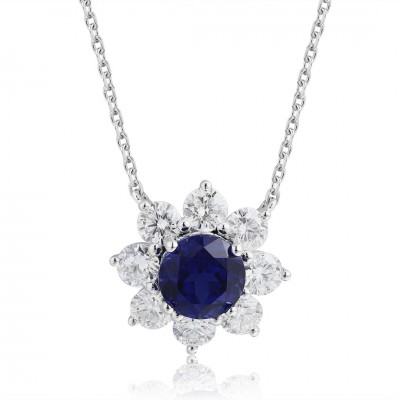 Ruif Jewelry Classic Design PT950 Platinum 1.59ct Lab Grown Sapphire And 1.075ct Lab Grown Diamond Pendant Gemstone Jewelry
