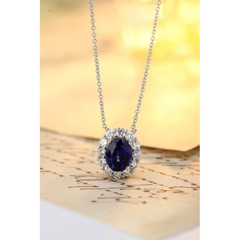 Ruif Jewelry Classic Design PT950 Platinum 2.97ct Lab Grown Sapphire And 0.87ct Lab Grown Diamond Pendant Gemstone Jewelry Ruif Jewelry Classic Design PT950 Platinum 2.97ct Lab Grown Sapphire And 0.87ct Lab Grown Diamond Pendant Gemstone Jewelry