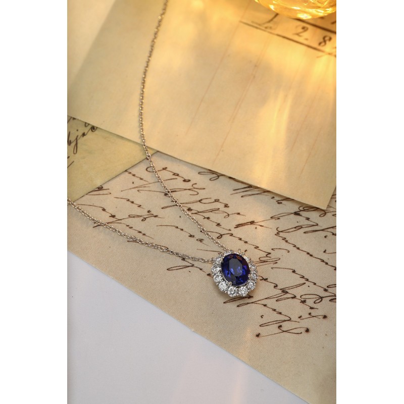 Ruif Jewelry Classic Design PT950 Platinum 2.97ct Lab Grown Sapphire And 0.87ct Lab Grown Diamond Pendant Gemstone Jewelry Ruif Jewelry Classic Design PT950 Platinum 2.97ct Lab Grown Sapphire And 0.87ct Lab Grown Diamond Pendant Gemstone Jewelry