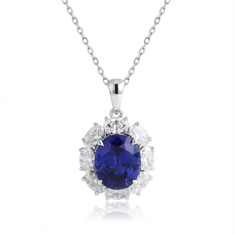 Ruif Jewelry Classic Design PT950 Platinum 5.11ct Lab Grown Sapphire And 1.469ct Lab Grown Diamond Pendant Gemstone Jewelry Ruif Jewelry Classic Design PT950 Platinum 5.11ct Lab Grown Sapphire And 1.469ct Lab Grown Diamond Pendant Gemstone Jewelry