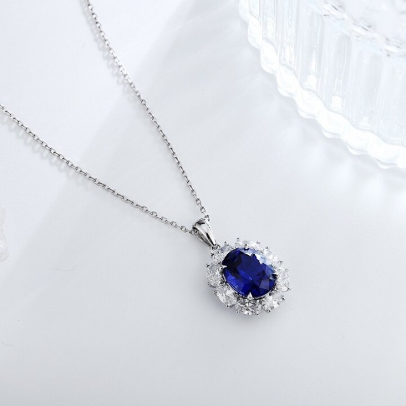 Ruif Jewelry Classic Design PT950 Platinum 5.11ct Lab Grown Sapphire And 1.469ct Lab Grown Diamond Pendant Gemstone Jewelry Ruif Jewelry Classic Design PT950 Platinum 5.11ct Lab Grown Sapphire And 1.469ct Lab Grown Diamond Pendant Gemstone Jewelry